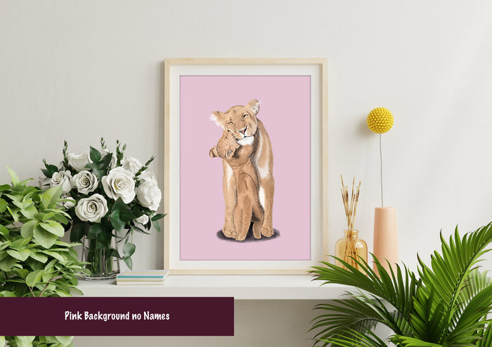 Lioness and Cub Wall Art | Mothers Day Print | Personalised Mothers Day Gift | Birthday Gift for Mum | Gift From Daughter | Gift From Son