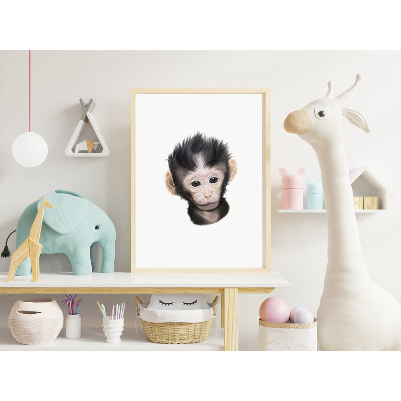 Baby Macaque Monkey Wall Art Print