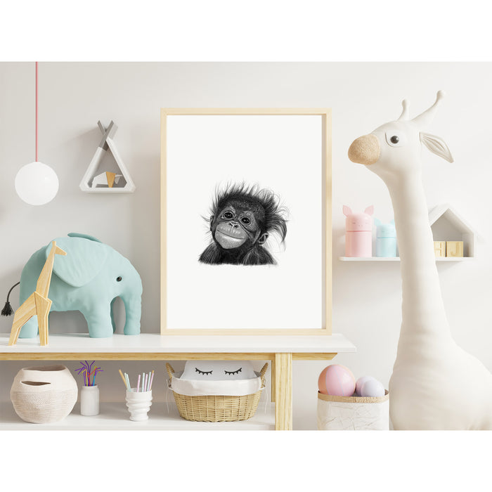 Baby Orangutang Monkey Wall Art Print
