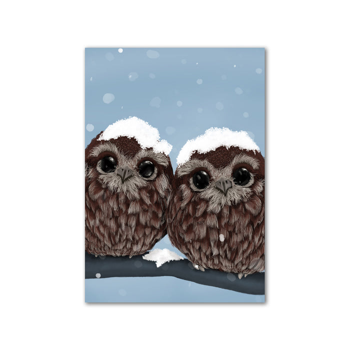 Owl Twin Wall Art Print | Winter Wall Decor | Christmas Decor