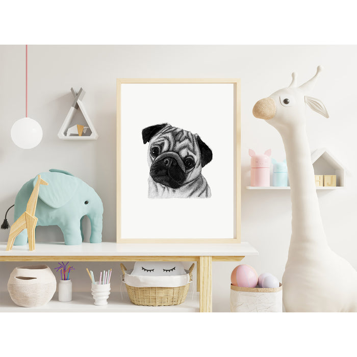 Baby Pug Puppy Dog Wall Art Print