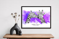 Giraffe Kiss Wall Art | Always and Forever | Valentines Day Gift | Anniversary Gift | Gift for Couples | Personalised Couple Print | Unique