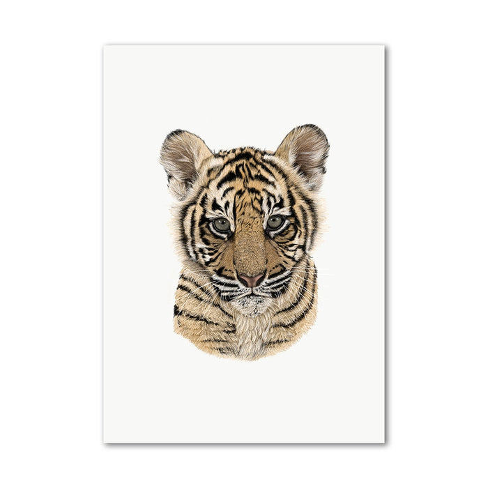 Tiger Cub Wall Art Print hand drawn by Sheetal Toor