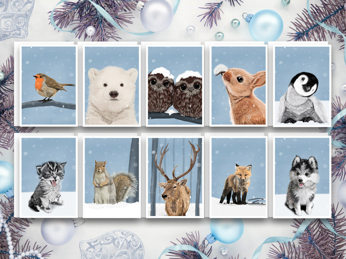 A6 Christmas Card Pack | Wintery Animals
